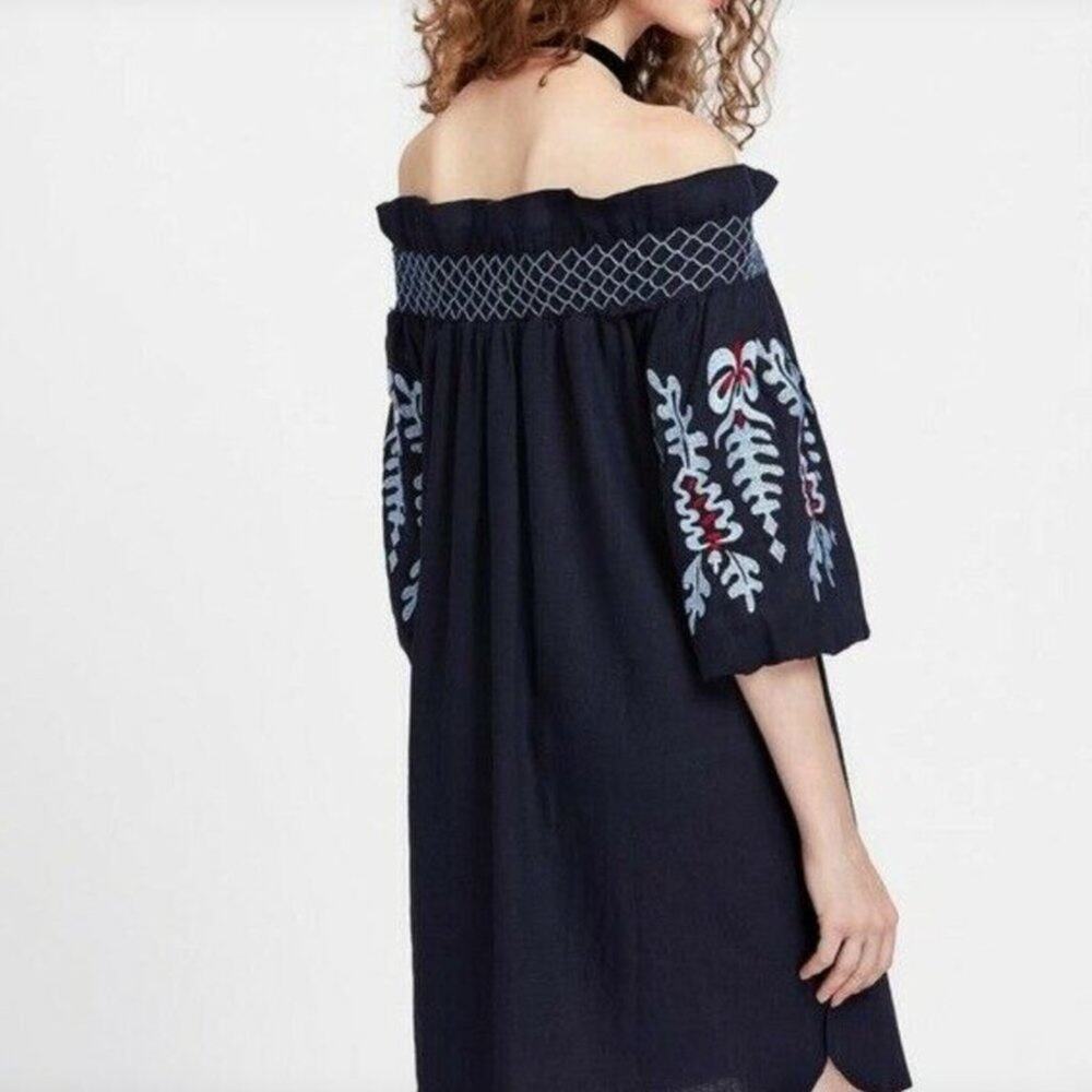 BLEUH CIEL Merlot Boho Embroidered Off-Shoulder Dress - Size S - Picture 3 of 7